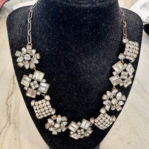 J. Crew rhinestone statement necklace. 
Gold tone